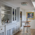 Bar with storage and wine refrigerator